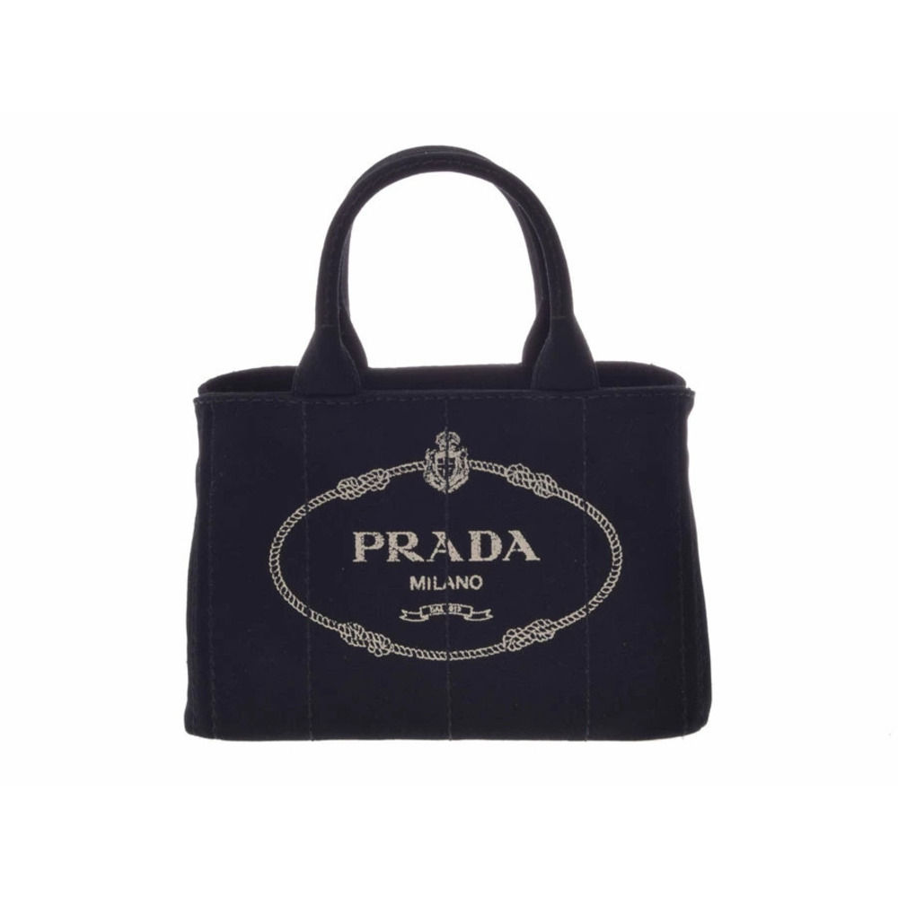 Prada Canapa canvas bag black strap card